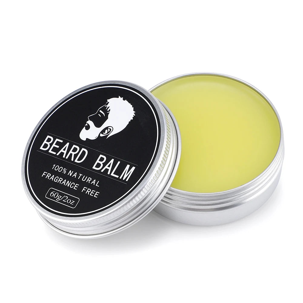 60g Beard Balm For Men Facial Hair Beard Growth Wax Thicking Moisturizing Nourishing Professional Mustache Cream Beard Care