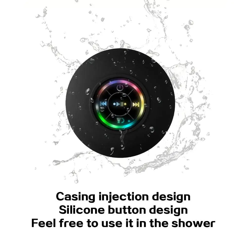 Waterproof Bluetooth Speaker with LED Lights Portable Wireless Shower Speaker with Suction Cup for Bathroom Outdoor Travel