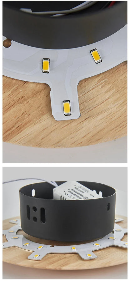 LED Wall Lights Modern Circular Creative Minimalist Wooden Lighting Fixtures Living Room Bedroom Corridor Decoration Lighting