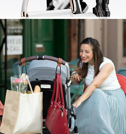 1PCS Baby Stroller Hook PU Leather Adjustable Pram Hook Cart Organizer Diaper Bag Hanger Children Boy Girl Travel Accessories