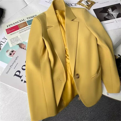 Office Lady Elegant Single Button Blazer Women New Autumn Long Sleeve Slim Jackets Casual Chic Tops Coats Outerwears Female