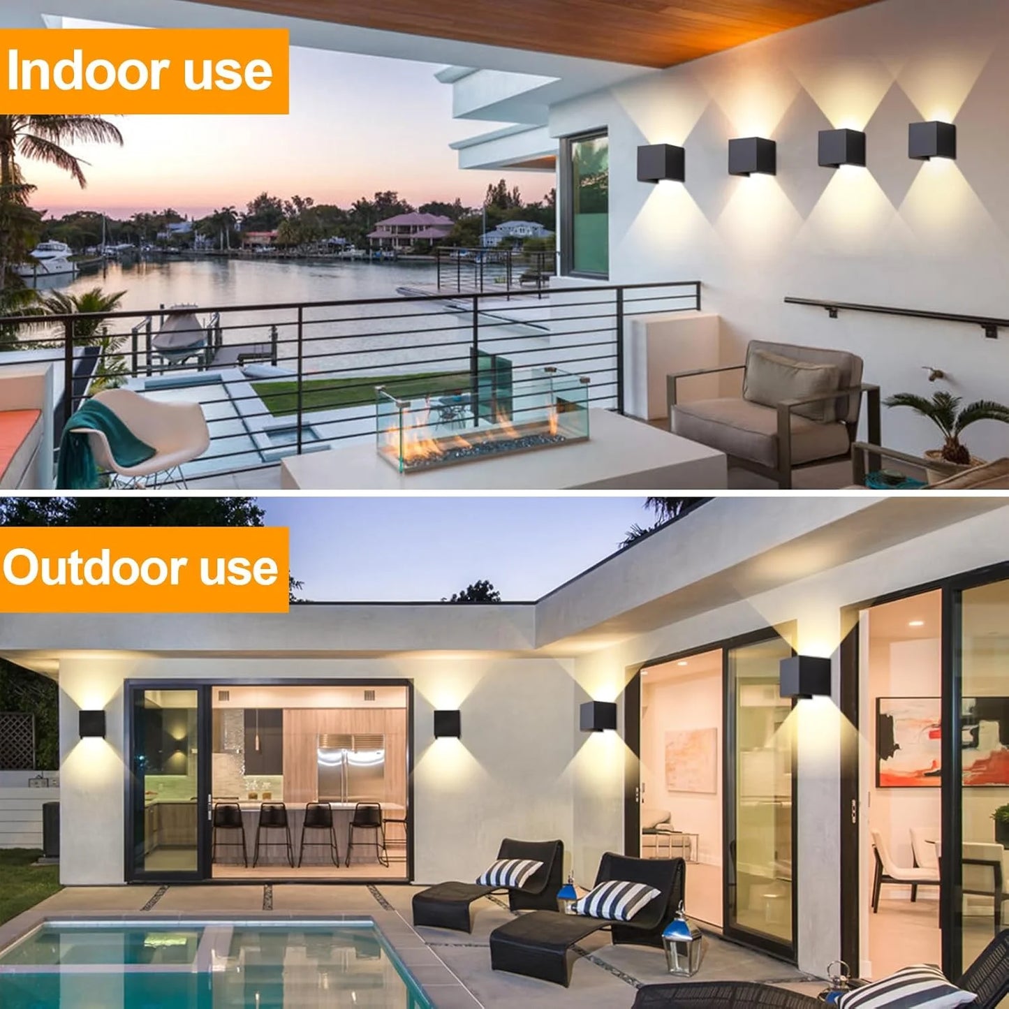 Smart Outdoor Lights Color Changing RGB+ 2700K-6500K Square Aluminum Waterproof Rustproof App Control Up and Down Lights