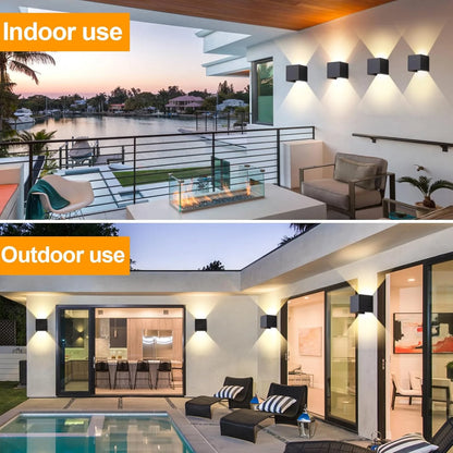 Smart Outdoor Lights Color Changing RGB+ 2700K-6500K Square Aluminum Waterproof Rustproof App Control Up and Down Lights