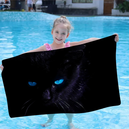 Black Cat Cartoon Beach Towel Cute Kawaii Room Decor Bath Girls Children Hand Towels For Bathroom Shower