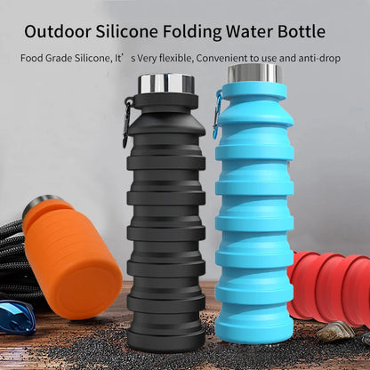 550ml collapsible water bottle cup, reusable BPA-free silicone collapsible water bottle, suitable for hiking in travel gym