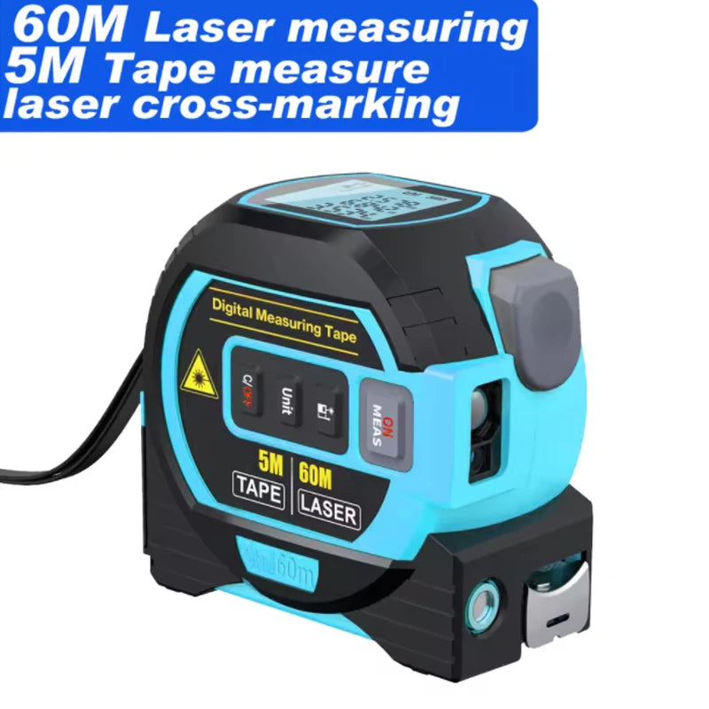 Laser measuring tape, 3-in-1 laser rangefinder 5M measuring tape LCD display backlight rangefinder Building measuring device