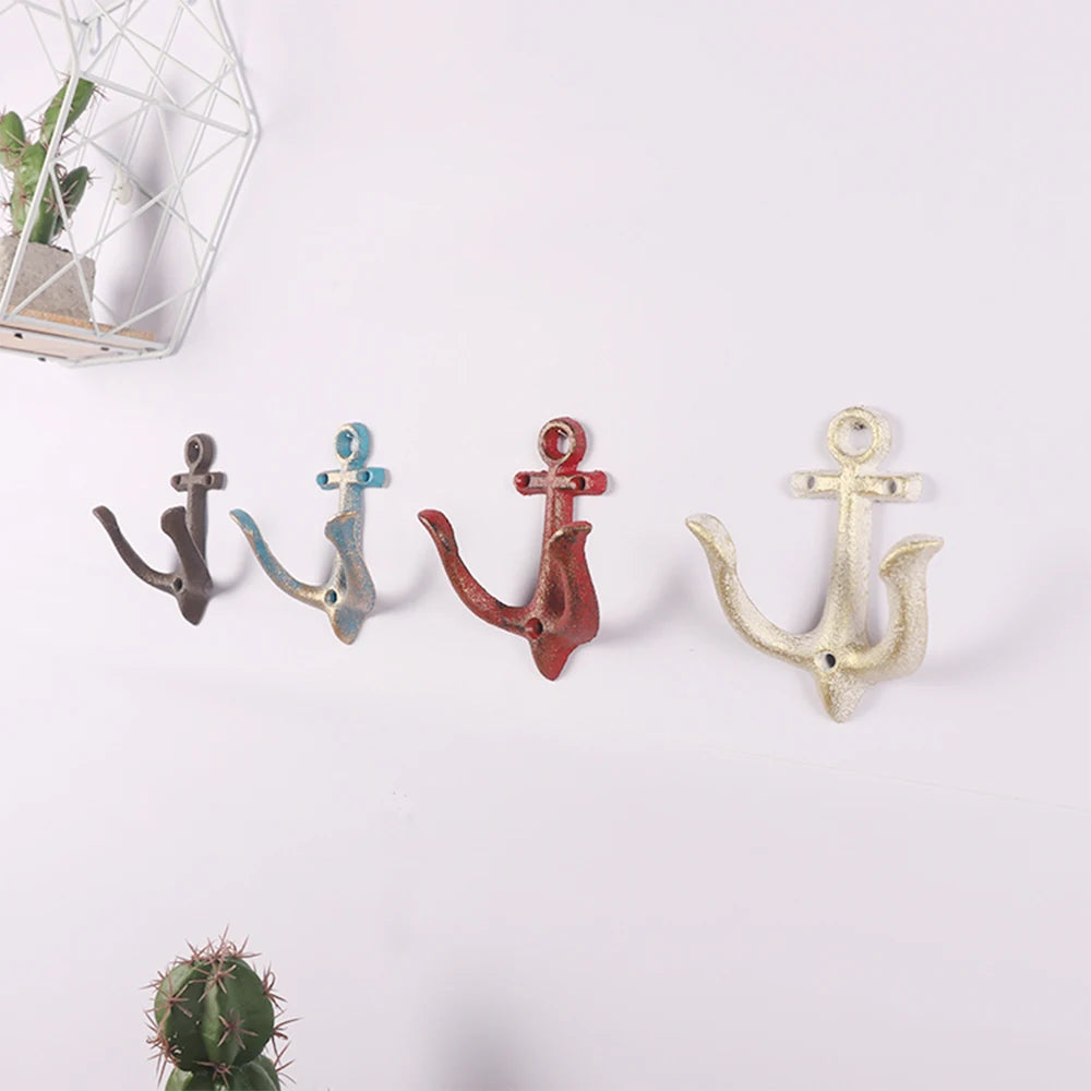 Cast Iron Nautical Anchor Wall Hooks Coastal Theme Decorative Hooks Towel Hanger Jacket Holder Unique Key Hooks Backpack Racks