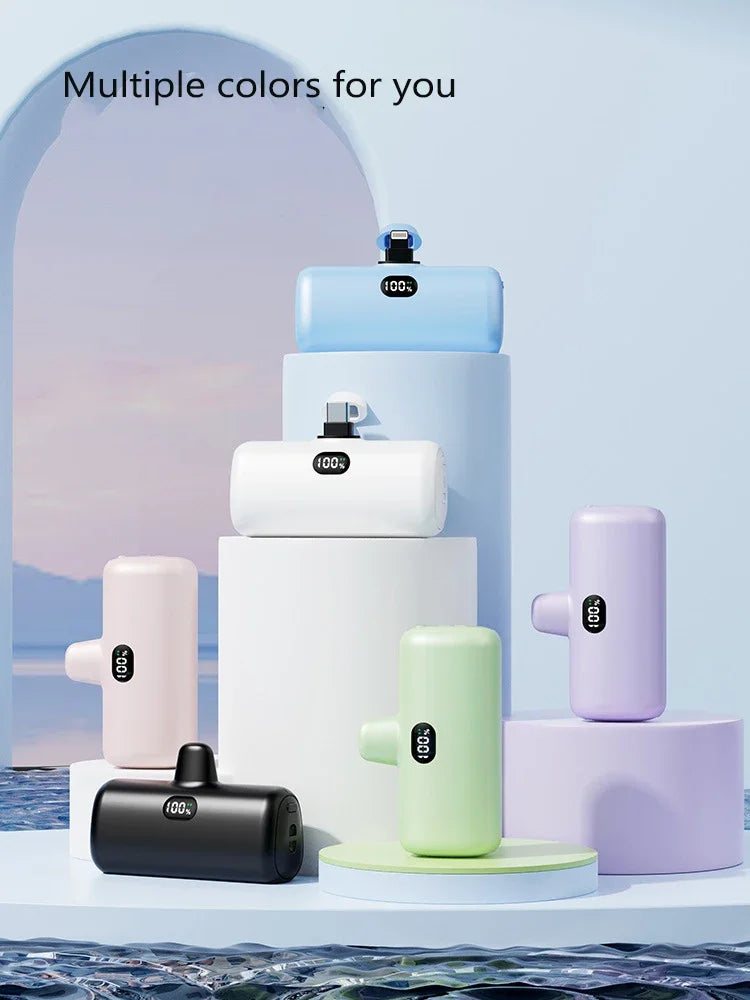 New Mini Capsule Power Bank Pocket Fast Charging Digital Display Power Bank Holder Portable Power Bank for iPhone,Xiaomi,Huawei