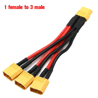 XT60 Parallel Battery Connector Male/Female Cable Dual Extension Y Splitter/ 3-Way 14AWG Silicone Wire for RC Battery Motor