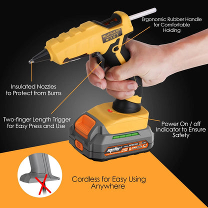 Cordless Hot Glue Gun Compatible with Dewalt 18V 20V Battery for Arts/Crafts/Diy/Repairs(Tool Only)with 30Pcs 7*150mm Glue Stick