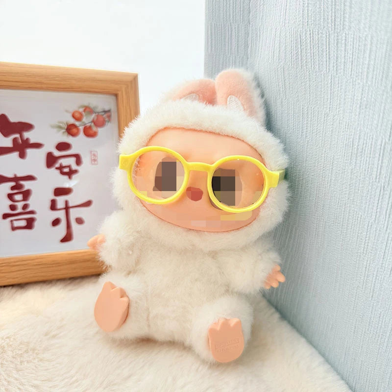LABUBU 17cm Doll 6.5cm Transparent Glasses Stylish Sunglasses for 1/8 -1/4 BJD Doll Accessories