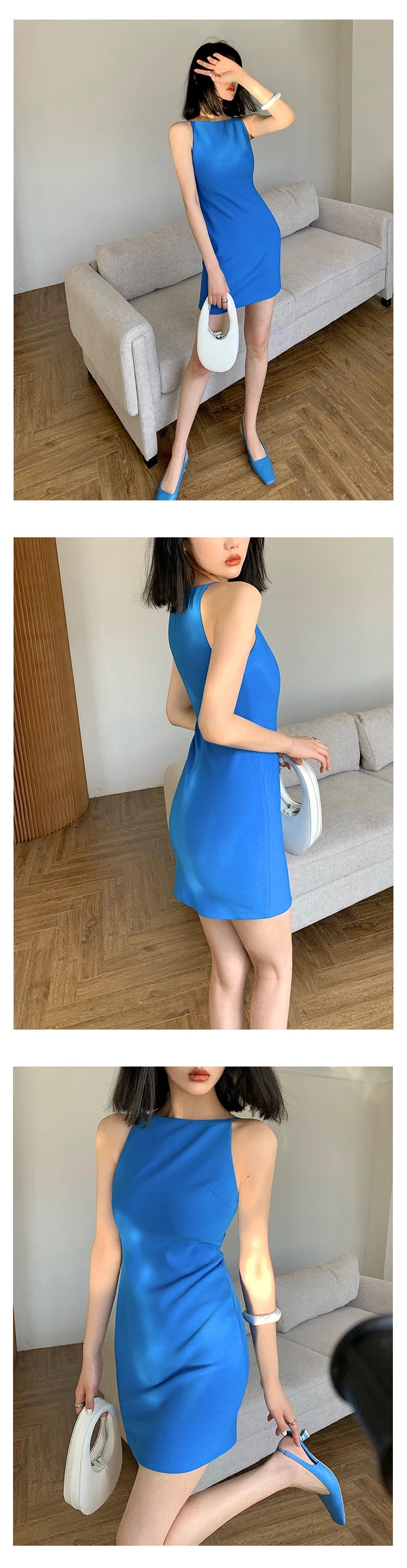 Jielur Summer Women New Spaghetti Strap Elegant Party Mini Dress Female Fashion Sexy Ladies Sleeveless Clothes