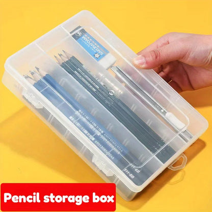 Large 1pc Clear Lightweight PP Storage Boxes with Lids -  School Supplies Organizer - Pens, Pencils