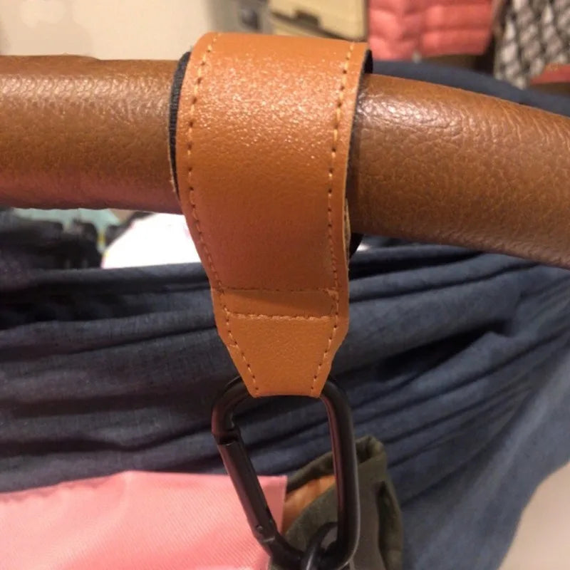 2pcs PU Leather Bag Stroller Hook Rotatable Cart Organizer Pram Hook Pram Rotate 360 Degree Stroller Accessories
