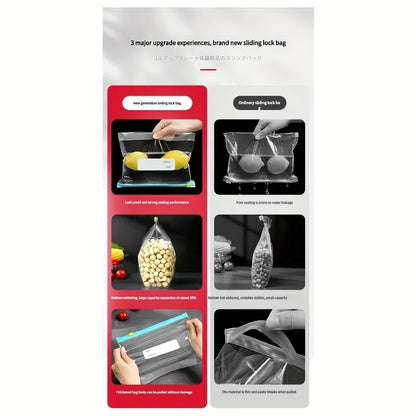 15pcs Reusable Food Storage Bags with Slide Lock Seal - for Fruits, Vegetables, Grains & Meal Prep -Freshness & Space Saving