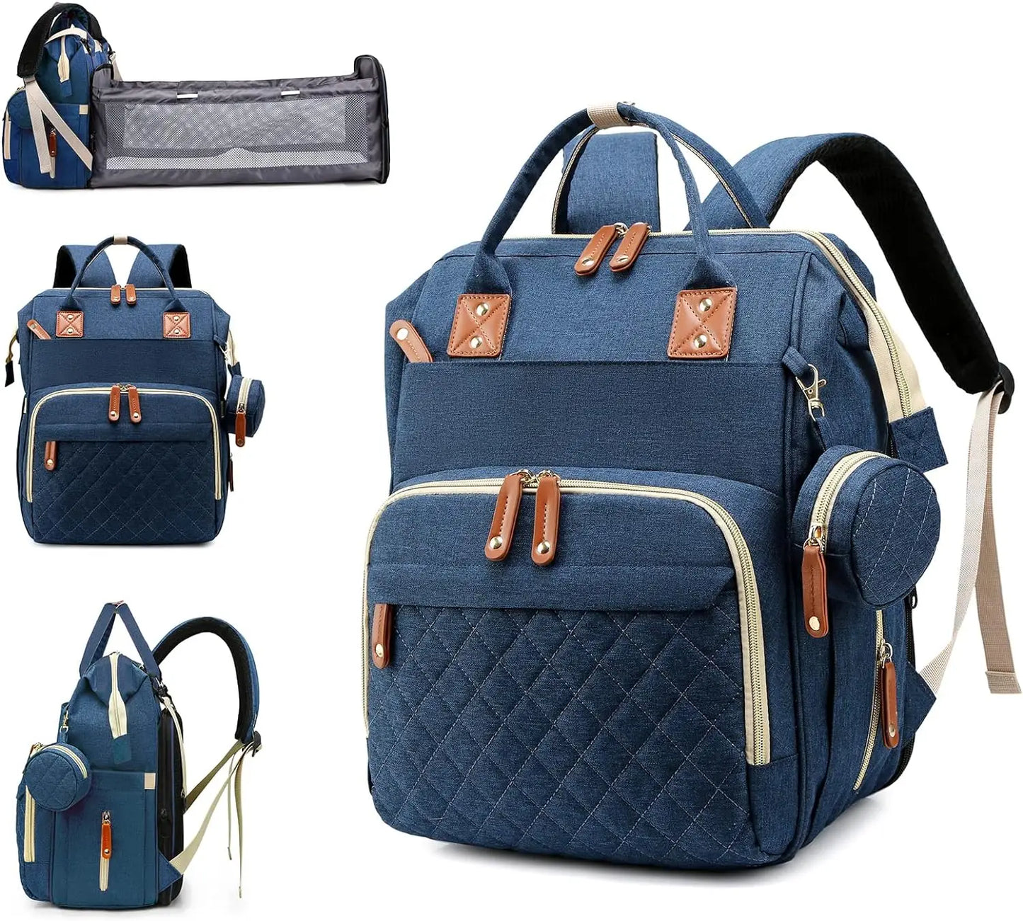 Diaper Bag with Changing Station 3 in 1 Baby Diaper Backpack with Foldable Changing Pad, Large Travel Back Pack for Girl Boy