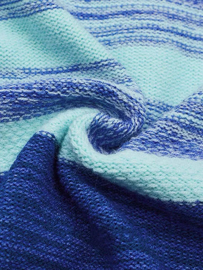 Oversized Sweater Women 2025 Fashion Rainbow Striped Embroidered Letters Knitted Pullovers Loose Casual Streetwear Tops C-119