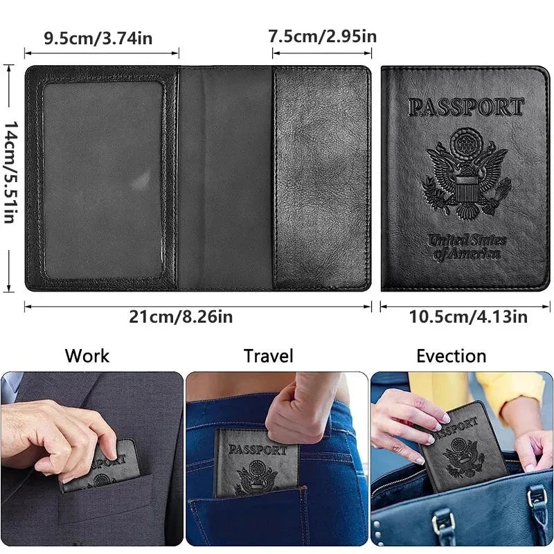 Passport Holder Cover Wallet Travel Essentials RFID Blocking Leather Card Case International Travel Must Haves Travel Accessorie