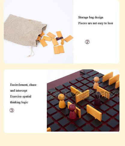 Wooden Checkers Board Tabletop Games Chess Two-Player Game Board Set Travel Portable Chess Game Sets Interactive Game For Family