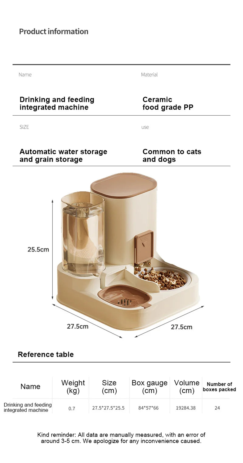 Pet Cat Automatic Feeder, Water Dispenser, Large Capacity Dry Wet Separation Food Container, Pet Supplies