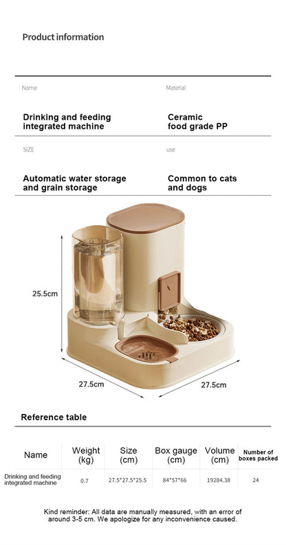 Pet Cat Automatic Feeder, Water Dispenser, Large Capacity Dry Wet Separation Food Container, Pet Supplies