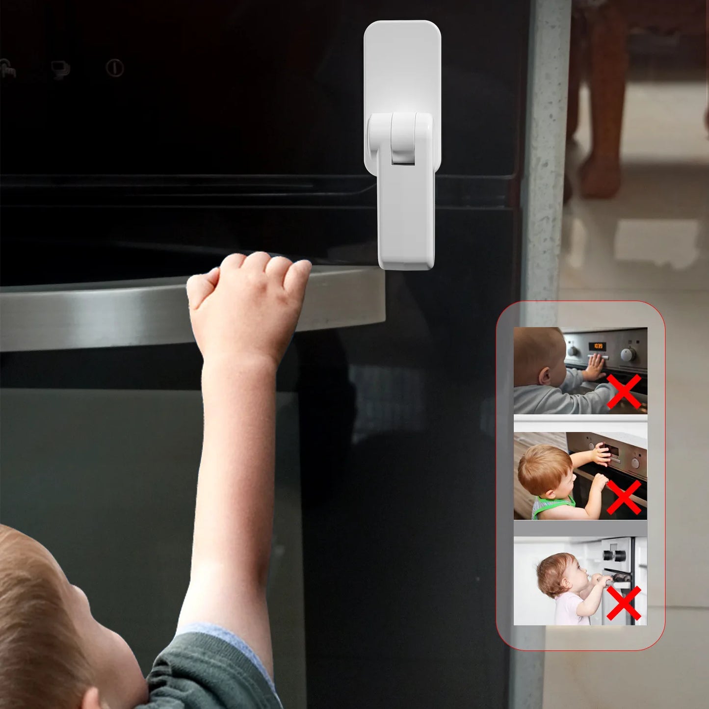 4PCS Child Safety Door Level Handle Locks Anti-open Door Security ProtectionUniversal Drawer Cabinet Refrigerator Oven Door Lock