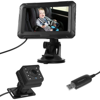Baby Car Mirror 1080P Baby Monitor with Night Vision 150° Wide View Angle for Infants Kids with Camera USB Plug 4.3" Baby Camera