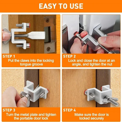 Portable Door Lock Travel Hotel Lock Dual Nut Adjustment Privacy Doors Lock Anti-Theft Door Stopper for Home Security Door Stop