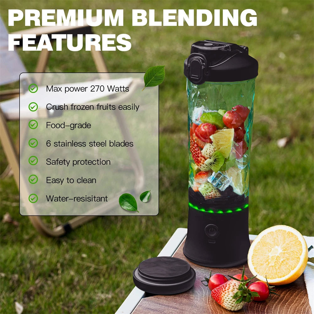 600ML Electric Portable Blender Smoothies USB Rechargeable 4000mAh Powerful Ice Crush Fresh Fruit Juicer Mini Personal Blender