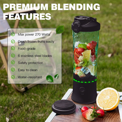 600ML Electric Portable Blender Smoothies USB Rechargeable 4000mAh Powerful Ice Crush Fresh Fruit Juicer Mini Personal Blender