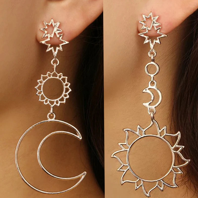 Sun and Moon Earrings / Moon Phase Earrings  / Celestial Jewelry / Crescent Earrings / Moon Earrings / Bohemian Earrings