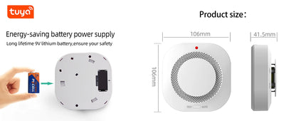 Smart Smoke Detector Fire Alarm with Replaceable Battery, Wi-Fi Smoke Detector, Real-Time App Notifications