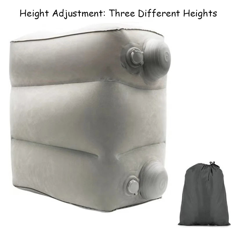 Inflatable Travel Pillow Foot Rest Kids Car Airplane Sleeping Bed Leg Support Height Adjustable Footrest Pillow for Long Trips