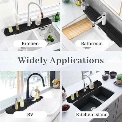 24/29.5inch Kitchen Sink Splash Guard,Silicone Draining Mat for Sink,Sink Protectors for Kitchen Sink Mat, Splash Guard Kitchen