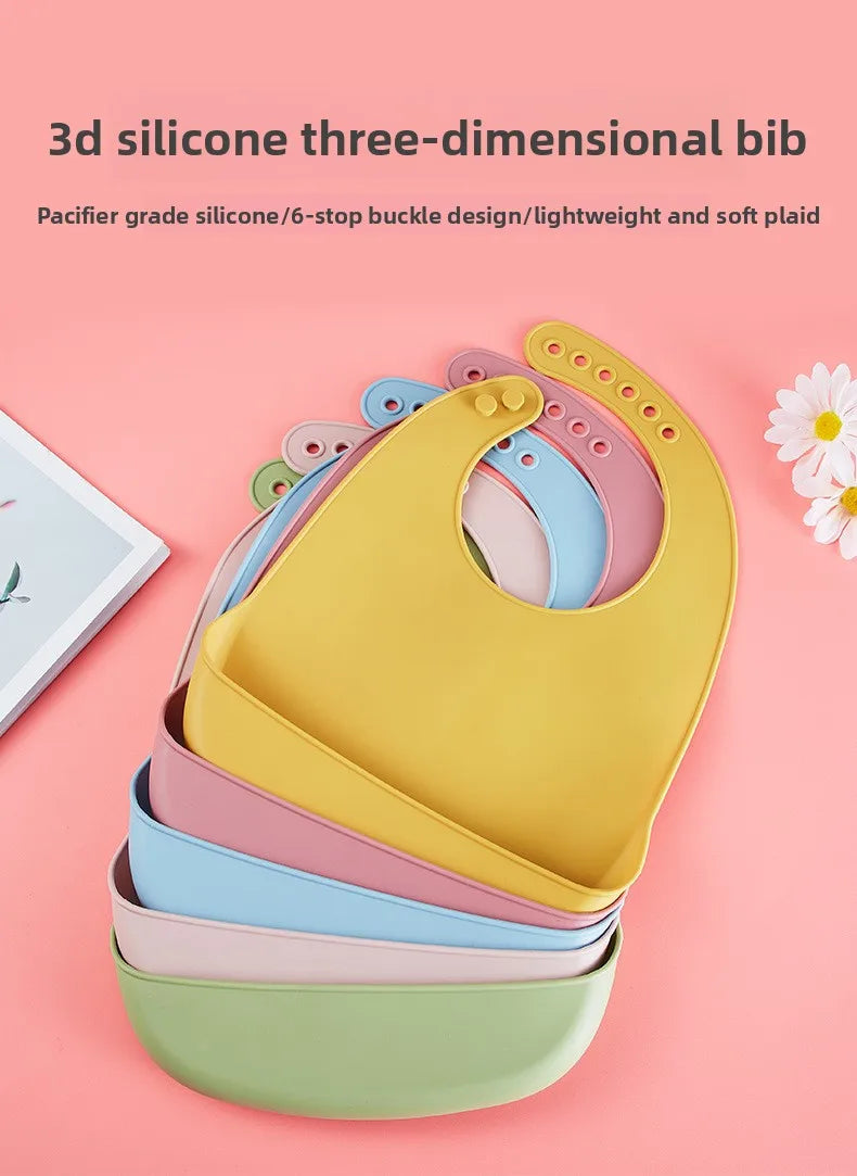 Eating Enlarged and Widened Bib Waterproof Silicone Super Soft and Light Feeding Complementary Food Children's Bib Saliva Pocket