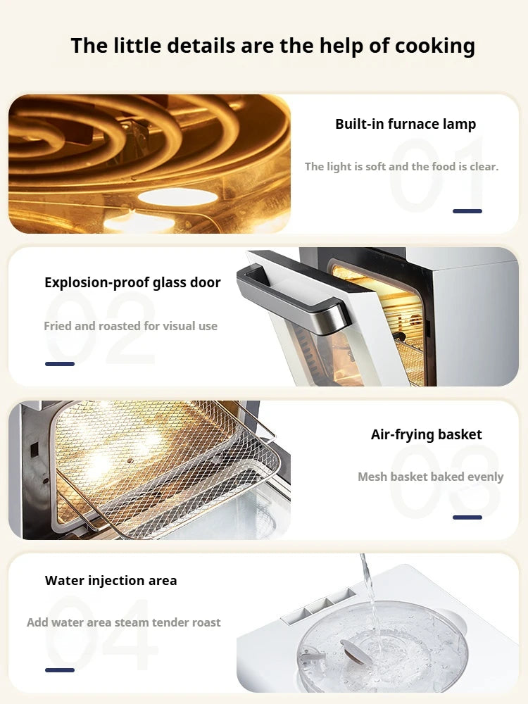 High-end smart air fryer, baking and frying dual-purpose, fully automatic and efficient touch-screen air steam oven for commerci