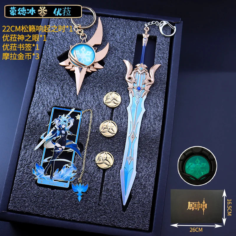 Genshin Impact Peripheral Bookmarks Vision of God Pendants Keychains Servant Weapon Models Combination Sets Gifts and Presents