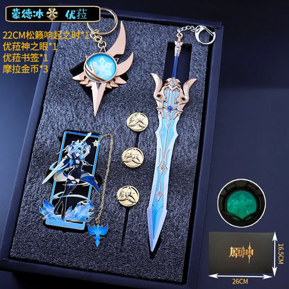 Genshin Impact Peripheral Bookmarks Vision of God Pendants Keychains Servant Weapon Models Combination Sets Gifts and Presents