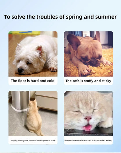 Summer dog cartoon striped ice silk mat, cat cooling mat, cooling cat bed, cooling bed, dog bed, pet bed