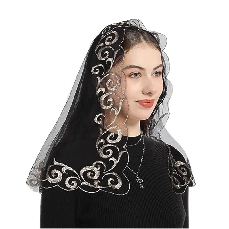 Catholic Church Mass Veil Embroidery Head Covering for Women Church Veil