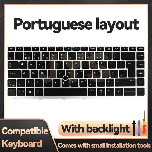 For HP EliteBook 840 G5/840 G6/846 G5/745 G5/645 G6/ZBook 14u G5 laptop replacement keyboard with backlit Portuguese layout