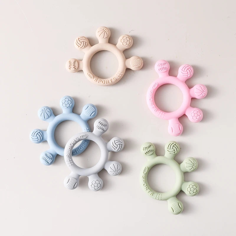 Silicone Baby Teether Toys 0-12Month Food Grade Toddlers Anxiety Teething Ring Sensory Toys Silicone Animal Soothing Accessories