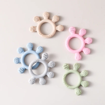 Silicone Baby Teether Toys 0-12Month Food Grade Toddlers Anxiety Teething Ring Sensory Toys Silicone Animal Soothing Accessories