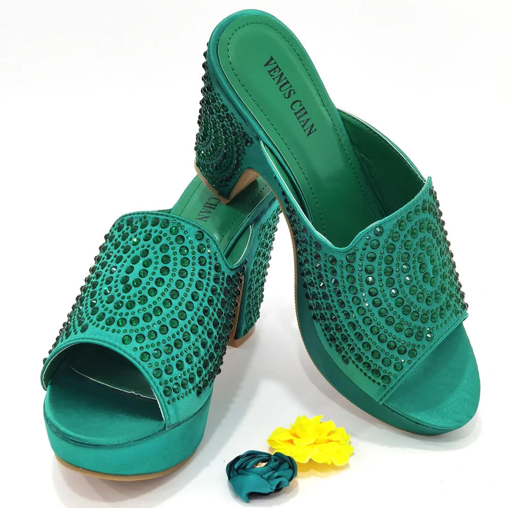 Purple Color Wedding Shoes Woman Open Toe Ladies Sandals Shoes Party Wedding Shoes Decorated with Rhinestone New Arrival Shoes