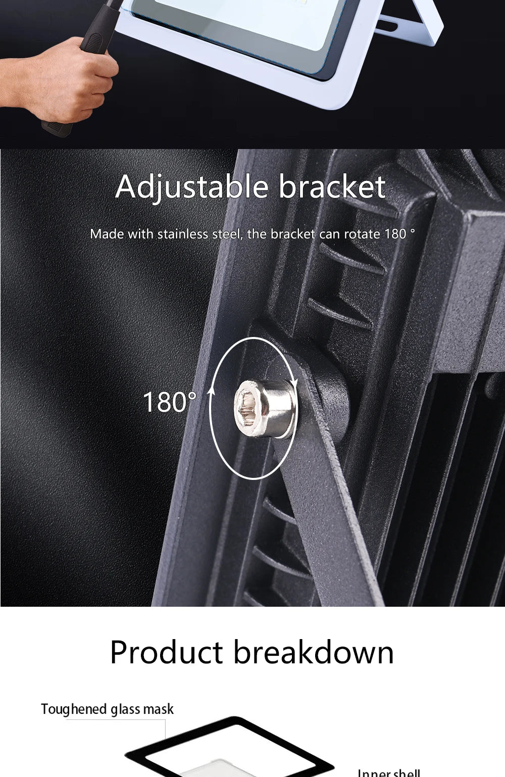 LED Flood Light 10W 20W 30W 50W 100W AC220V Outdoor IP68 Waterproof Reflector Spotlight Street Light Wall Lamps Garden Lighting