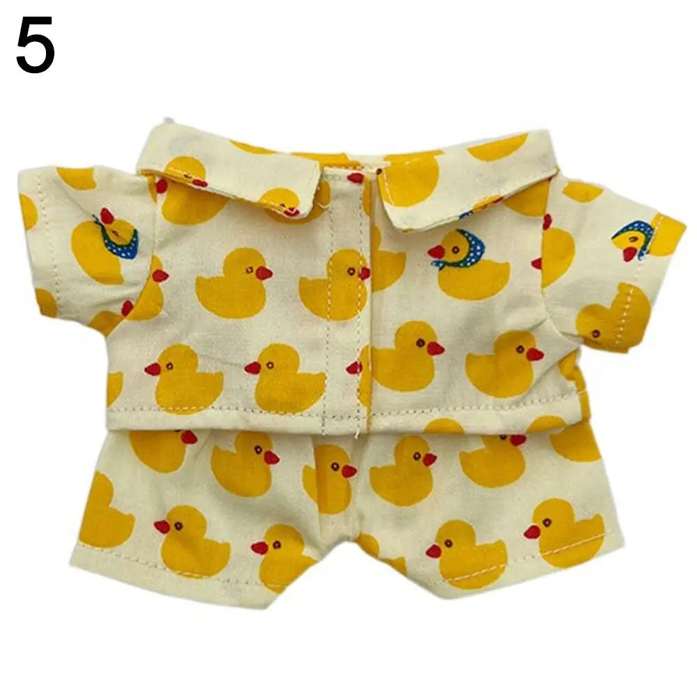 20CM Plush Doll Clothes Suit Fruit Animals Printing Lapel Shirt Pants Casual Wears Cotton Stuffed Toys Idol Dolls Accessories