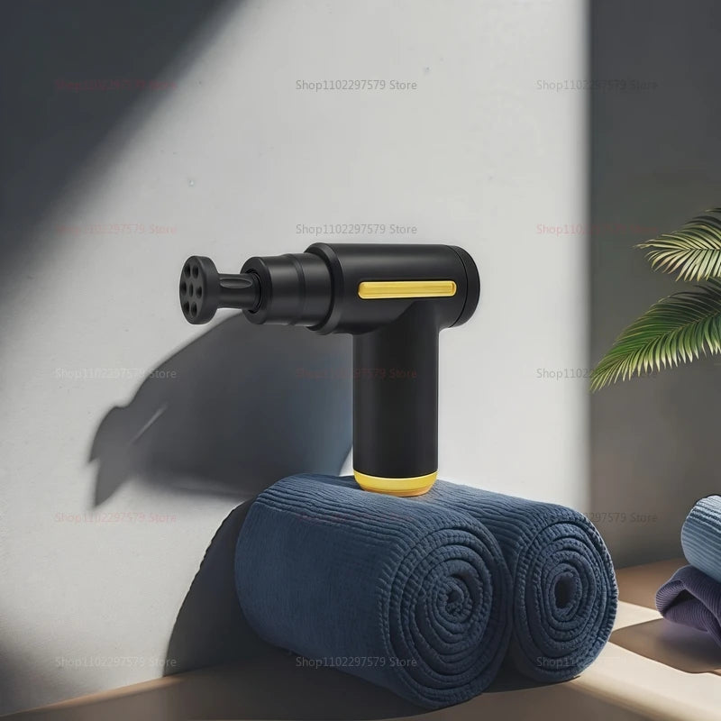 Portable Mini Electric Massager Gun for Body Deep Tissue Muscle Relaxation With LED Touch Screen 4Replaceable Massage Head