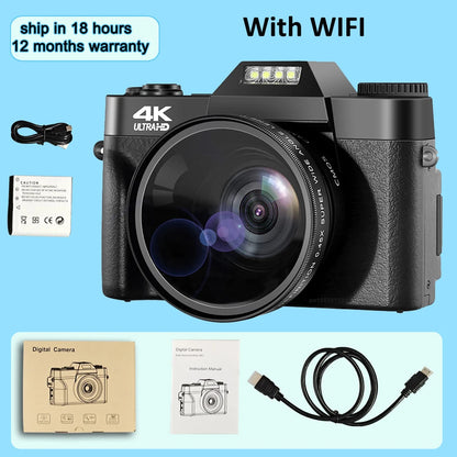 Digital Camera 48MP 4K Camera Vlogging Camera for YouTube 60FPS Auto Focus 16X Zoom Video Camera Camcorder New Recording Camera