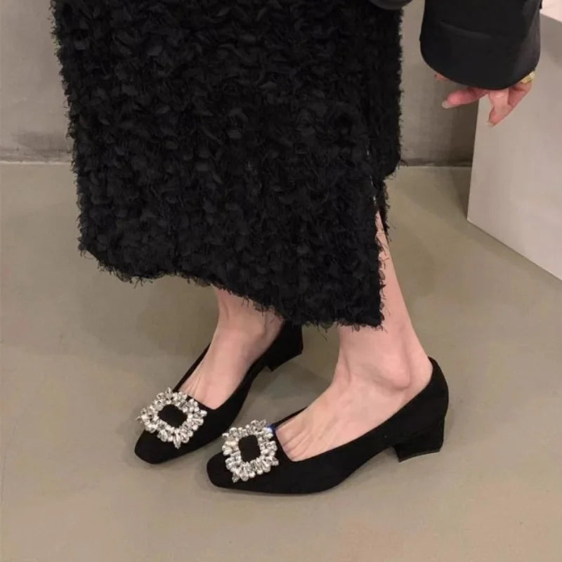 African Woman Shoe 2024 Casual Heels Square Toe Sexy Pump Chunky Sandals Basketball Platform Burgundy Straps Latest Retro