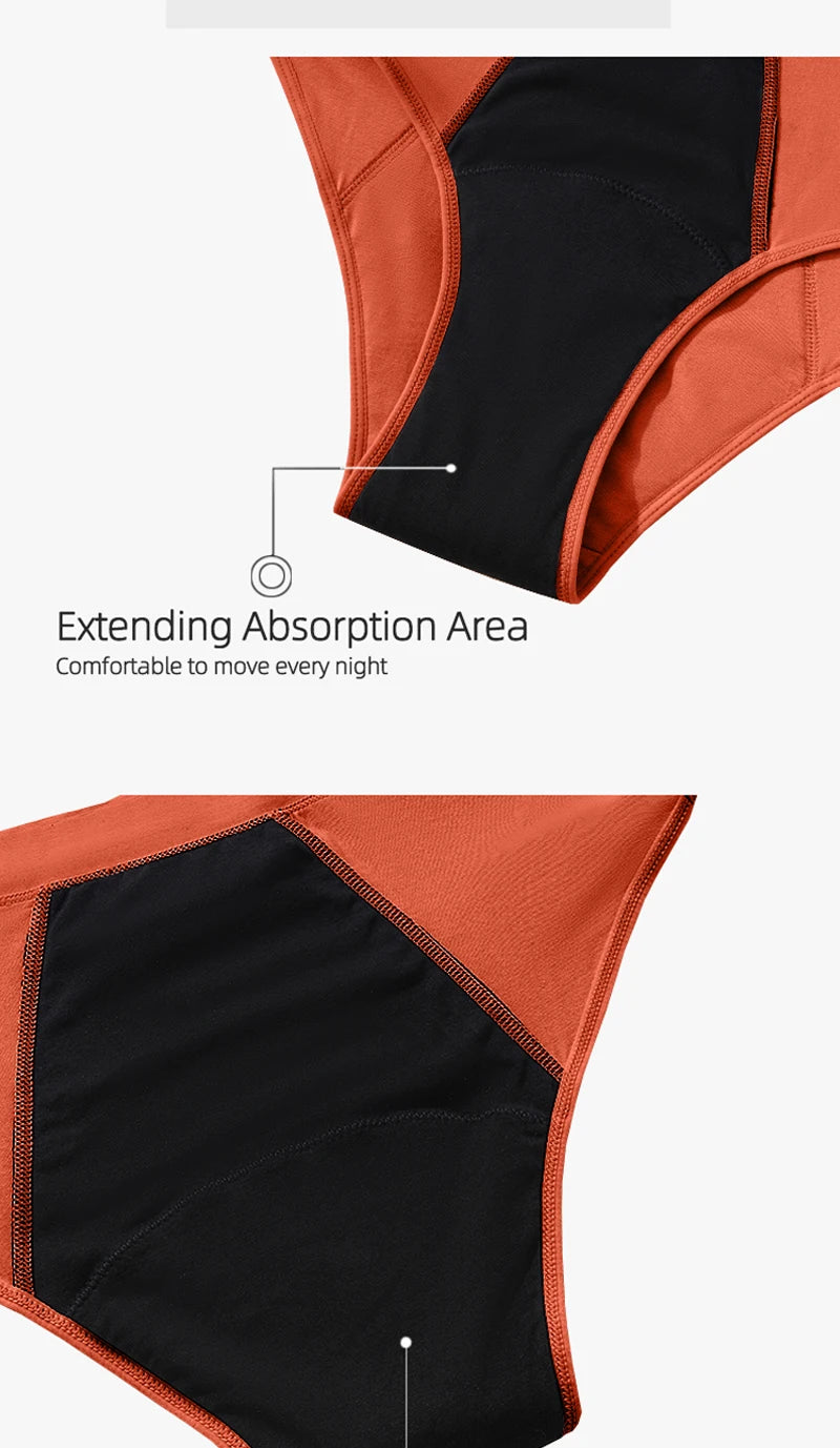 Menstrual Panties Women Abundant Flow Menstrual Period Panties High Waist Menstrual Cycle Absorbent Underwear Leak Proof Panties